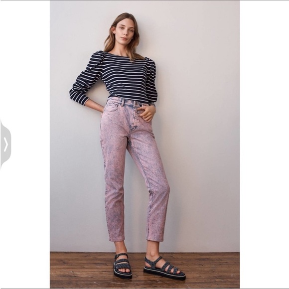 Rebecca Taylor La Vie Ines Pink Acid Wash Straight Leg Jeans. NWT - Picture 2 of 14